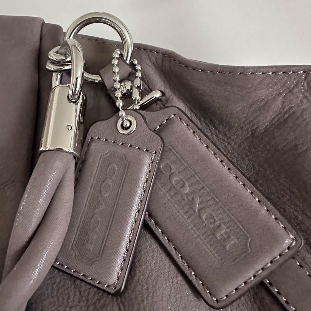 COACH Sophia Madison Gray Iridescent Leather Satchel Handbag Shoulder Bag - Picture 5 of 9